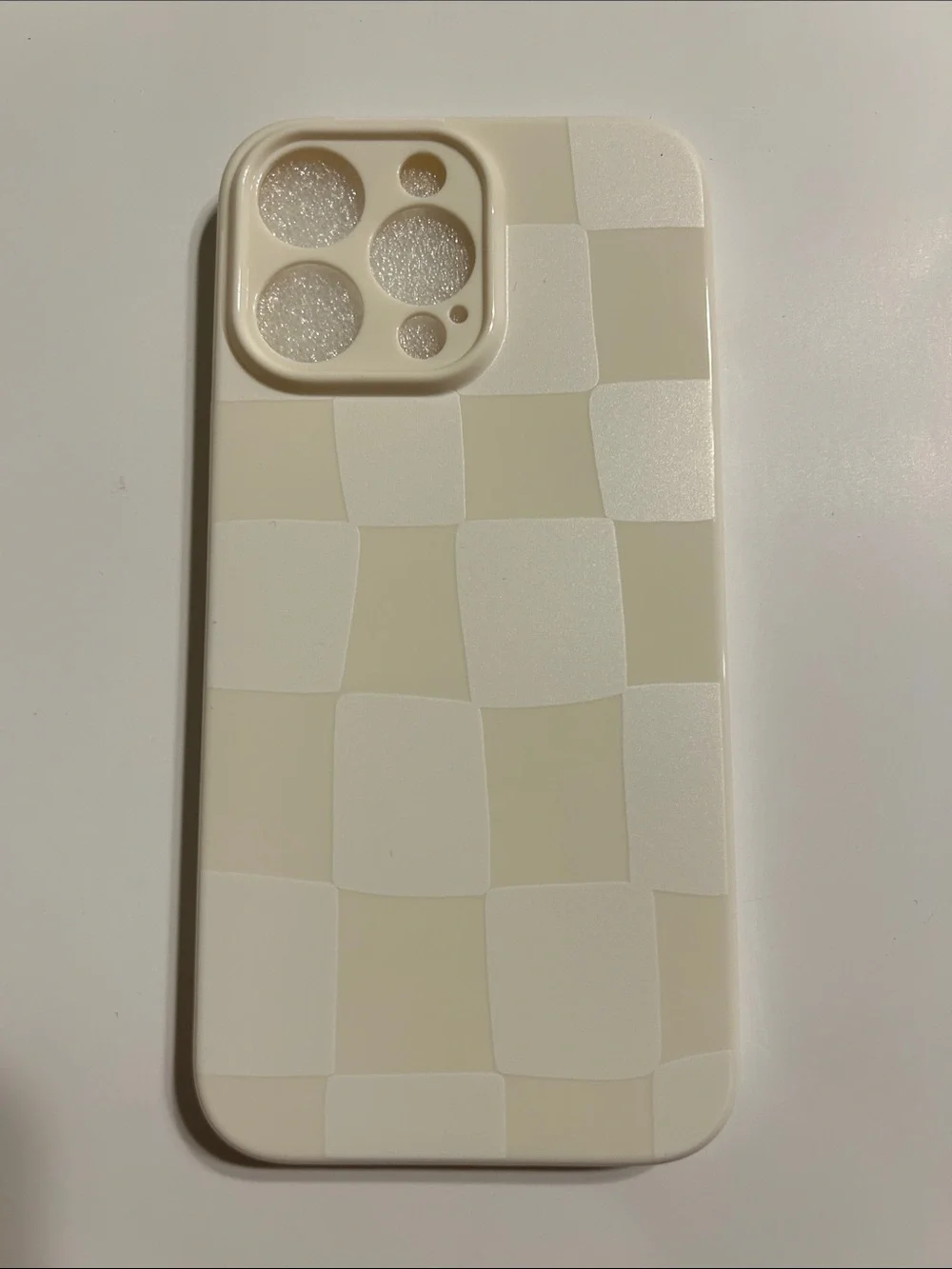 Cream Checkerboard Protective Phone Case with Matte Finish I phone 14 pro Max